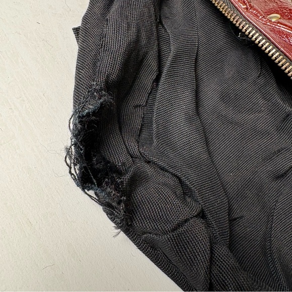 ETIENNE AIGNER Vintage Oxblood Studded Patent Leather Big Logo Bag Purse *Flaws* - Picture 15 of 16